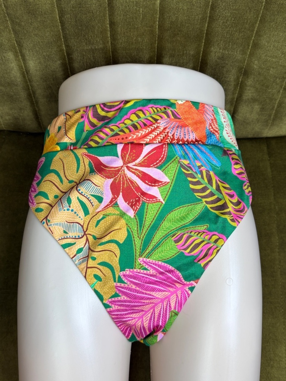Gibson Latimer Jungle Life  Tropical Floral High-Waist Bikini Bottom  nwot